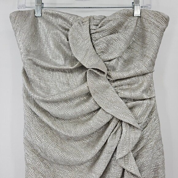 Jonathan Simkhai Plisse Metallic Bustier Ruffle Dress Silver Women’s Size 10 - Picture 4 of 16